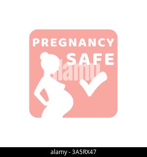 Etichetta del vettore di sicurezza per la gravidanza. Prodotto adatto a donne in gravidanza. Illustrazione Vettoriale