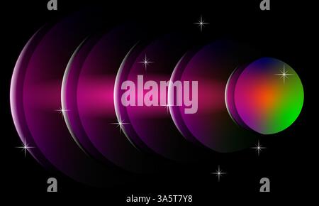 Sfondo astratto sfumatura circolare,sfumatura semicircolare su sfondo nero,cerchio sfumatura astratta, creativo per brochure di copertina, sfondo, Illustrazione Vettoriale