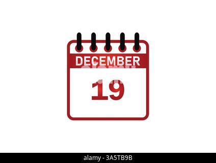 19 dicembre icona Calendario – Data chiave, festività, eventi e osservanze Illustrazione Vettoriale