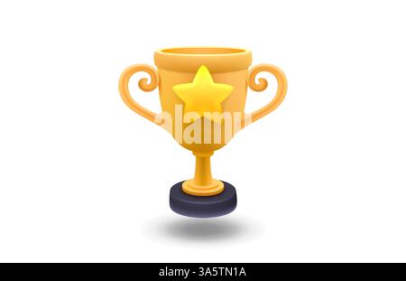 Coppa dei vincitori, oro con stella su sfondo bianco. Vettore Illustrazione Vettoriale