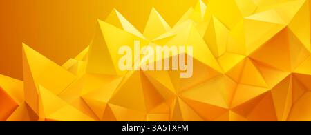 Sfondo in cristallo astratto composto da forme gialle interconnesse, che creano una superficie dinamica e geometrica con sfumature e profondità variabili. Illustrazione Vettoriale