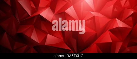 Vivace sfondo di cristallo astratto con un mosaico di triangoli rossi interconnessi, che crea un motivo dinamico e geometrico con diverse sfumature e. Illustrazione Vettoriale