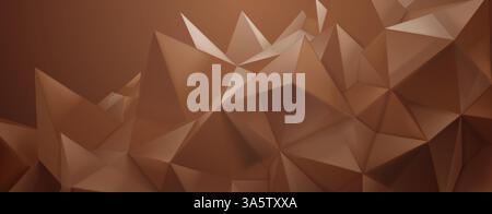 Sfondo in cristallo astratto realizzato con forme marroni interconnesse, che creano una superficie dinamica e geometrica con sfumature e profondità variabili. Illustrazione Vettoriale