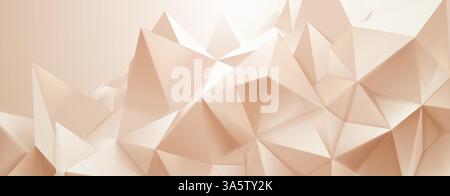 Sfondo in cristallo astratto realizzato in forme beige interconnesse, creando una superficie dinamica e geometrica con sfumature e profondità variabili. Illustrazione Vettoriale
