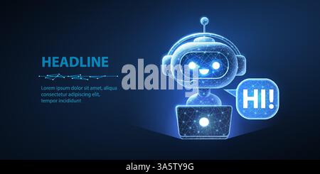 Assistente robot digitale astratto. Chatbot ai, servizio virtuale, assistenza clienti. Illustrazione Vettoriale
