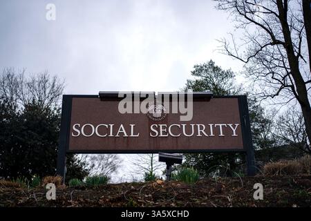 Washington, Stati Uniti. 24 marzo 2025. Il quartier generale della Social Security Administration si trova a Gwynn Oak, Maryland, lunedì 24 marzo 2025. Foto di Bonnie Cash/UPI credito: UPI/Alamy Live News Foto Stock