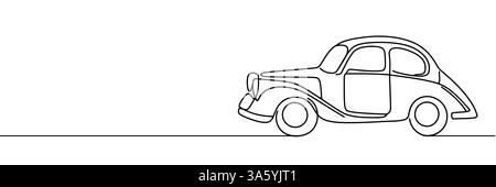 Disegno vettoriale continuo di una linea per auto retrò Illustrazione Vettoriale