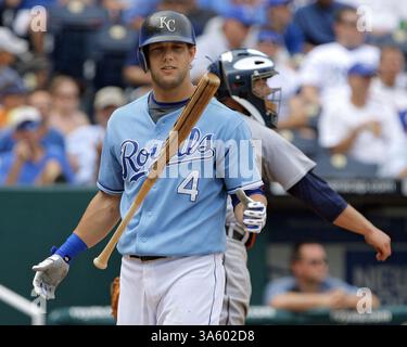 23 luglio 2008 - Alex Gordon dei Kansas City Royals torna al dugout dopo aver battuto i Detroit Tigers nel quinto inning. I Tigers sconfissero i Royals, 7-1, al Kauffman Stadium di Kansas City, Missouri, mercoledì 23 luglio 2008. (John Sleezer/Kansas City Star/MCT) (immagine di credito: © John Sleezer/MCT/ZUMAPRESS.com) Foto Stock
