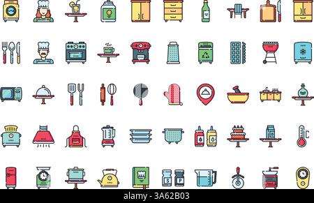 Icone della cucina Collezione icone vettoriali di alta qualità con tratto modificabile. Ideale per progetti professionali e creativi. Illustrazione Vettoriale