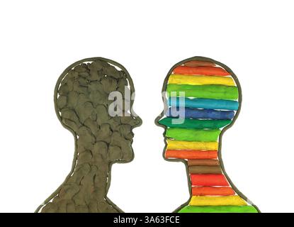 Concetto di comunicazione in plastica su sfondo bianco Foto Stock