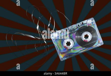 Vintage cassetta a nastro su vintage sfondo raggi Foto Stock