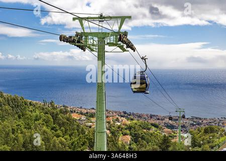 Funivia dal centro della città a Monte, Teleferico Funchal, Funchal, Madeira, Portogallo, Europa Foto Stock
