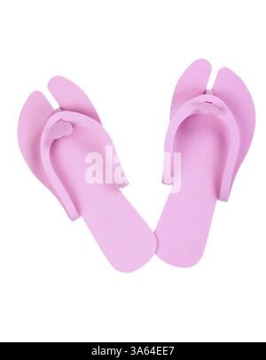 Pink Ciabattine Pedicure isolati su sfondo bianco Foto Stock
