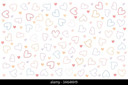 Schema d'amore dei cuori astratti. Decorazione della carta da parati. Motivo senza cuciture. Illustrazione vettoriale. Illustrazione Vettoriale