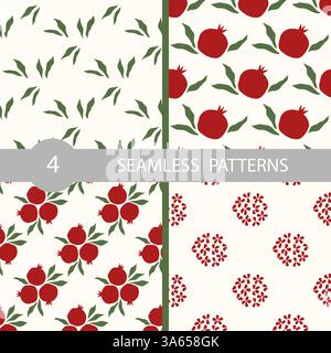 Disegno a mano senza cuciture con melograno Illustrazione Vettoriale