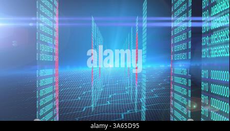 Immagine dell'elaborazione dei dati con impronte biometriche su sfondo blu Foto Stock