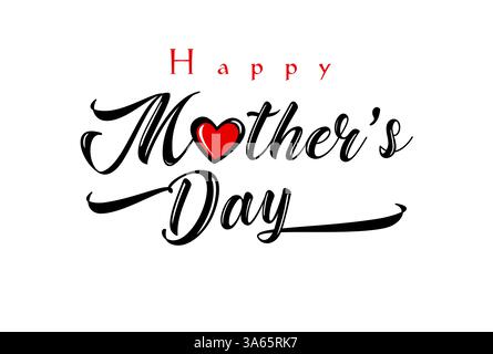 Design del biglietto di auguri per la festa della mamma. Stile bianco e nero con cuore rosso. Tipografia creativa. Concetto di cartolina. Poster di blogging. Social media Illustrazione Vettoriale