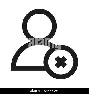 Icona di rimozione utente. Eliminare il simbolo del profilo. Immagine di rimozione dell'account. Illustrazione vettoriale. Illustrazione Vettoriale