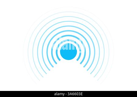 Le onde sonar attivano wi-fi wireless, linea radiale, radio, segnale della stazione radar. Scansione, anelli circolari ondulati. Illustrazione vettoriale Illustrazione Vettoriale