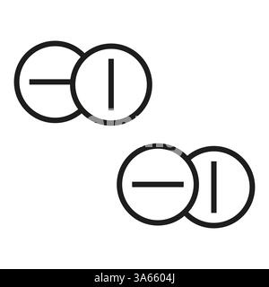 Icone del simbolo di alimentazione. Pulsanti di accensione e spegnimento. Design minimalista in bianco e nero. Semplice illustrazione vettoriale. Illustrazione Vettoriale