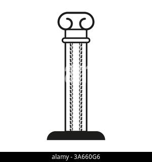 Icona colonna classica. Dettagli architettonici greci. Contorno vettoriale nero. Forma verticale stilizzata. Illustrazione Vettoriale