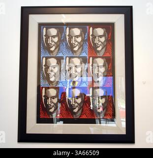 Nov. 4, 2002 - West Hollywood, CALIFORNIA, STATI UNITI D'AMERICA - Ron Wood .ART SHOW .Rolling Stones il chitarrista Ronnie Wood prende una notte fuori della corrente tour per mostrare circa 40 originali e in edizione limitata di stampe dei suoi ritratti di celebrità. .Hamilton-Selway Arte, West Hollywood, CA.1 NOVEMBRE 2002. NINA PROMMER/ 2002 K26939NP(Immagine di credito: © Globo foto/ZUMAPRESS.com) Foto Stock