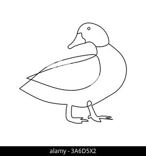 Anatra disegno continuo su una linea di Animal Pets Love Concept disegno astratto del vettore Illustrazione Vettoriale