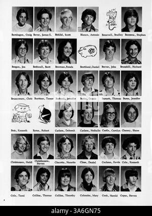 Questo annuario della Hubert Olson Junior High School mette in evidenza le attività accademiche, atletiche e sociali dell'anno scolastico 1977-1978. Foto Stock