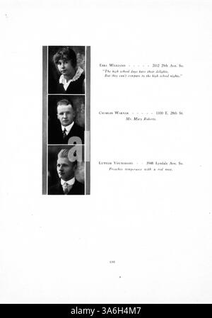 Il South High Yearbook del 1915 fornisce un'istantanea dell'anno accademico 1914-1915, documentando studenti, insegnanti, club e atletica leggera. Sono presenti i contributi degli studenti afroamericani all'ambiente culturale e accademico della scuola. Foto Stock