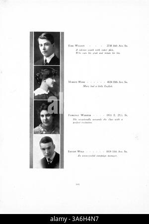 Questo annuario South High 1915 fornisce una panoramica dell'anno accademico 1914-1915, mettendo in evidenza i risultati di studenti, insegnanti e atletici, con una particolare attenzione al ruolo degli studenti afroamericani nel plasmare l'ambiente scolastico. Foto Stock