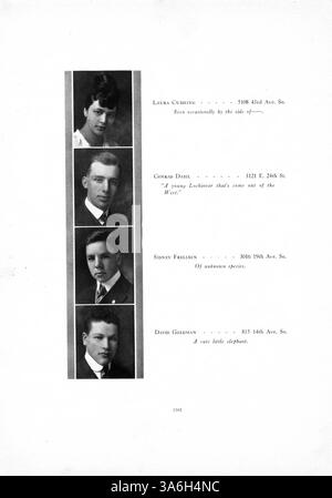 Il South High Yearbook del 1915 fornisce un resoconto dettagliato dell'anno scolastico 1914-1915, documentando le attività di studenti, insegnanti e atletica. I contributi degli studenti afroamericani alla cultura e ai risultati della scuola sono in primo piano. Foto Stock