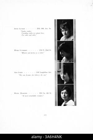 Questo Yearbook South High del 1915 fornisce uno sguardo dettagliato sull'anno scolastico 1914-1915, mostrando studenti, insegnanti ed eventi sportivi, pur riconoscendo il contributo degli studenti afroamericani all'ambiente accademico ed extracurricolare. Foto Stock