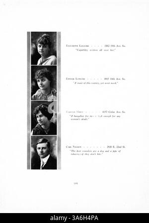 Questo annuario South High del 1915 fornisce una panoramica dell'anno accademico 1914-1915, documentando i contributi di studenti e insegnanti, gli eventi sportivi, i club e le attività sociali. Mette in evidenza l'impatto degli studenti afroamericani sulla cultura scolastica. Foto Stock