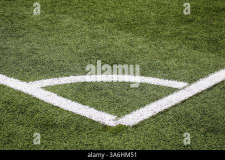 Campo da calcio artificiale in erba, verde artificiale, campo artificiale in erba Foto Stock
