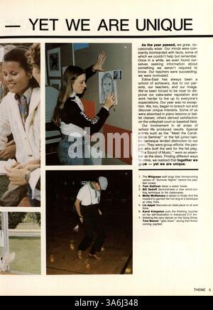 Questo annuario Whigrean del 1979 della Edina East High School documenta i momenti chiave dell'anno scolastico 1978-1979, tra cui atletica, risultati accademici ed eventi extracurricolari. Foto Stock