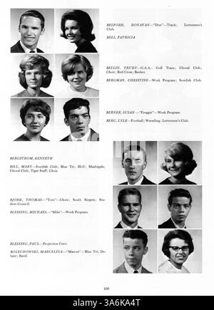 L'annuario "Tiger" del 1964 della South High School mostra gli studenti, le facoltà, i club, gli sport e gli eventi significativi dell'anno scolastico 1963-1964, con un'enfasi sulla storia afroamericana e i contributi alla comunità scolastica. Foto Stock