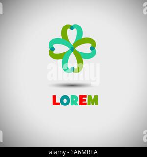 Logo Clover. disegnato a mano. Non ai, illustrazione vettoriale Illustrazione Vettoriale