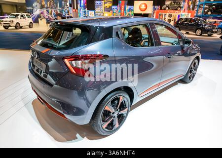 Auto Nissan Micra al Salone dell'Auto di Bruxelles. Belgio - 10 gennaio 2018. Foto Stock