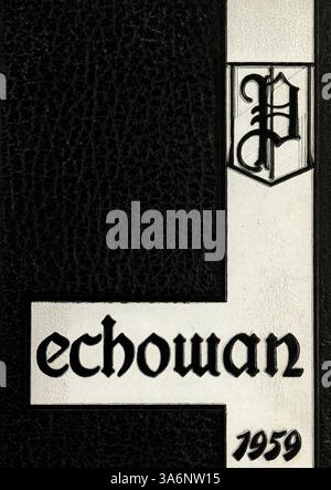 L'Echowan Yearbook 1959 della St. Louis Park High School cattura le principali attrazioni dell'anno scolastico 1958-1959, tra cui studenti, insegnanti, atletica ed eventi. Foto Stock