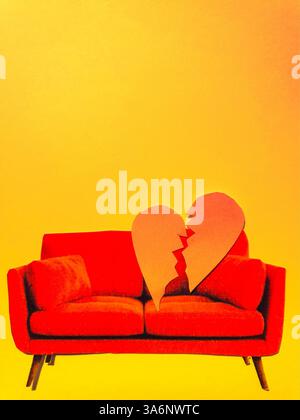 Cuore spezzato su un divano Foto Stock