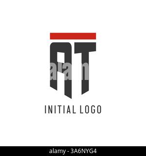 ALL'inizio del logo esport con grafica vettoriale semplice in stile scudo Illustrazione Vettoriale