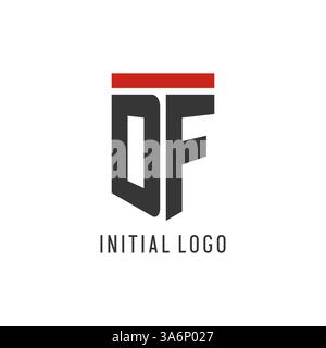 Logo esport iniziale DF con grafica vettoriale semplice in stile scudo Illustrazione Vettoriale