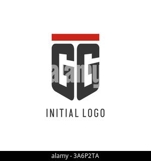 Logo GG Initial Esport con grafica vettoriale semplice in stile scudo Illustrazione Vettoriale