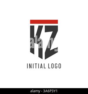 Logo KZ iniziale esport con grafica vettoriale semplice in stile scudo Illustrazione Vettoriale