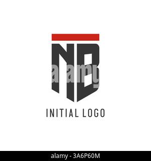 NB logo iniziale esport con grafica vettoriale semplice in stile scudo Illustrazione Vettoriale