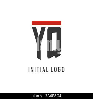 Logo di esport iniziale YQ con grafica vettoriale semplice in stile scudo Illustrazione Vettoriale