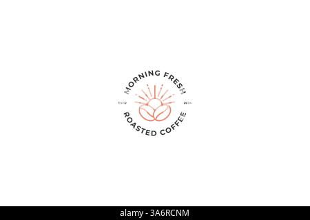 Logo dei chicchi di caffè appena tostati mattutini stile semplice retro identità del marchio Illustrazione Vettoriale