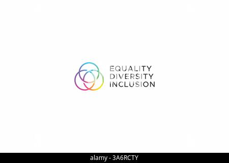 Logo unificato a tre cerchi per l'emblema di Equality, Diversity e Inclusion Illustrazione Vettoriale