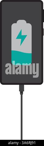 Caricabatteria per Smartphone e adattatore presa elettrica, della notifica di batteria scarica. Vettore illustrazione stock. Illustrazione Vettoriale