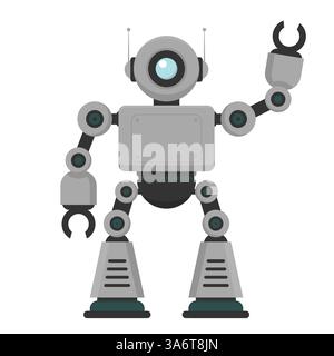 Personaggio robot in stile piatto. Icona vettoriale EPS10 Illustrazione Vettoriale